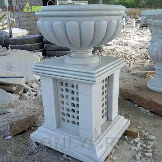 Outdoor garden decoration simple marble flower pots OLA-V083