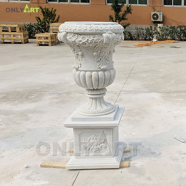 Outdoor garden decorative natural stone flowerpot for sale OLA-V031