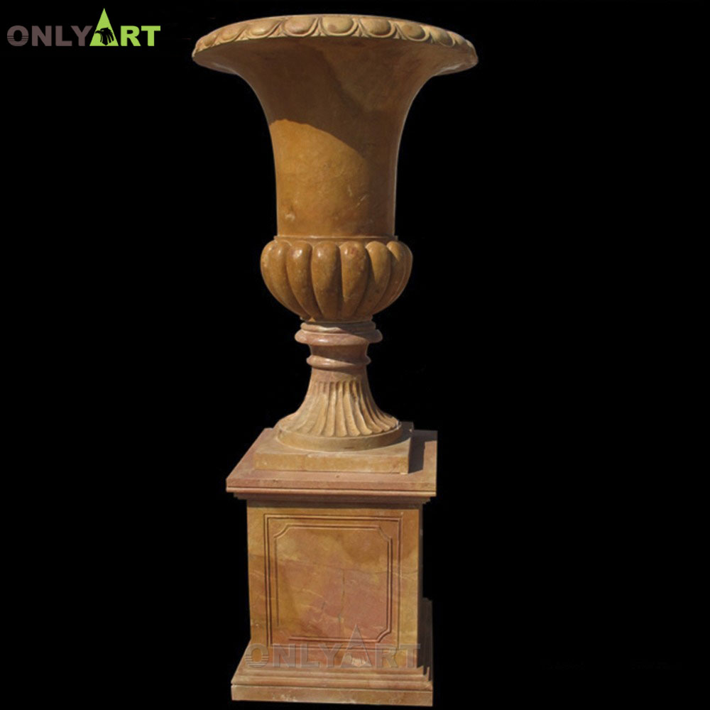 Outdoor hand carved marble stone flowerpots OLA-V092