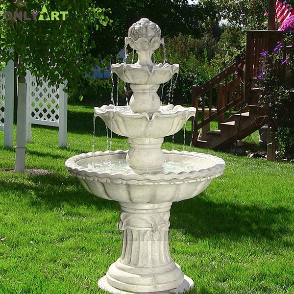 Outdoor hand carved small white marble water fountain for sale OLA-F050