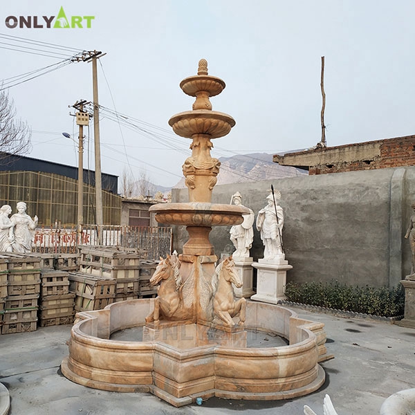 Outdoor large marble stone horse statue fountain OLA-F097