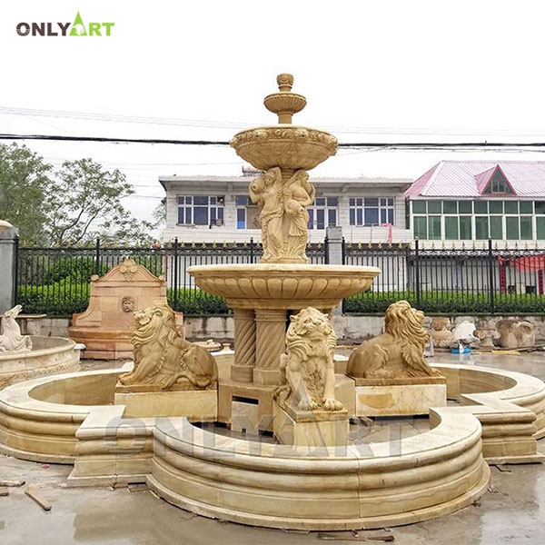 Outdoor marble lion garden fountain for sale OLA-F154