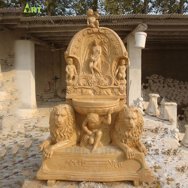 Outdoor stone lion water fountain designs for house decoration OLA-F089