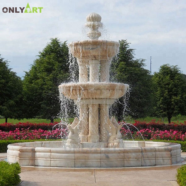 Outdoor waterfall marble swan water fountains for sale OLA-F098