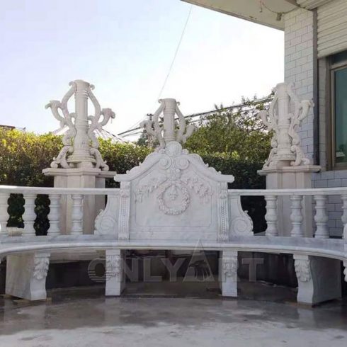 Outstanding outdoor decorative park marble garden curved seat long stone bench for sale