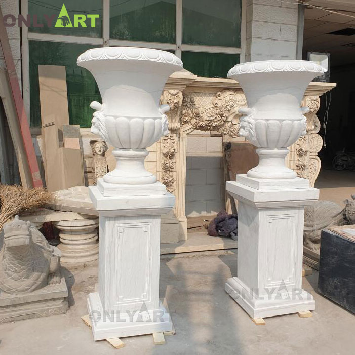 Pairs of white marble flower pots prices OLA-V084