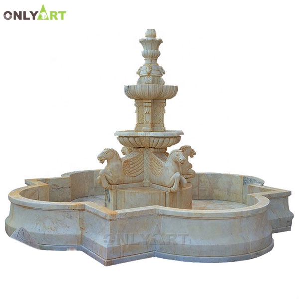 Popular marble horse waterfall water fountain for garden OLA-F163