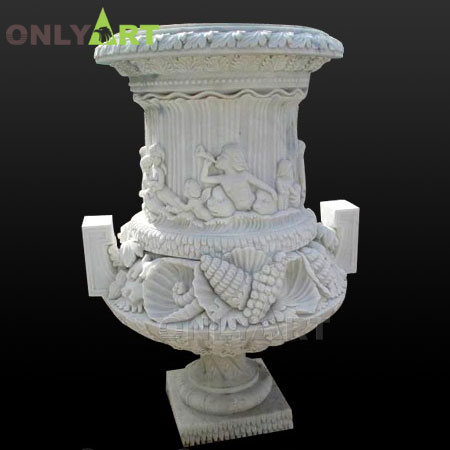 Sculptured marble flowerpot for garden decoration OLA-V141
