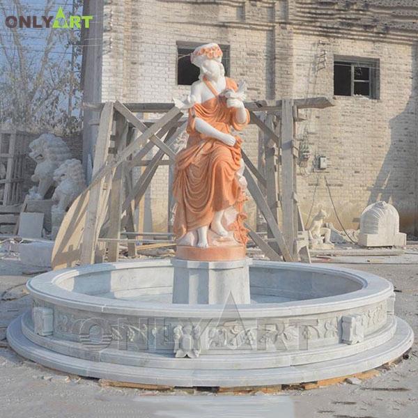 Simple design beautiful marble woman water fountain for garden decor OLA-F131