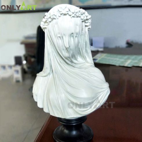 The Veiled Maiden Lady Sculptural Marble Bust Statue