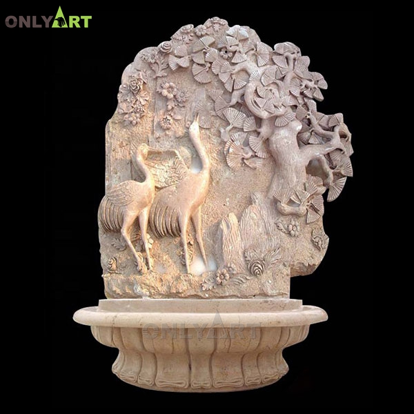 Unique design marble modern art electric wall fountain with birds OLA-F090