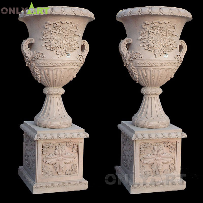 Unique marble pattern planter pot with flowers OLA-V118