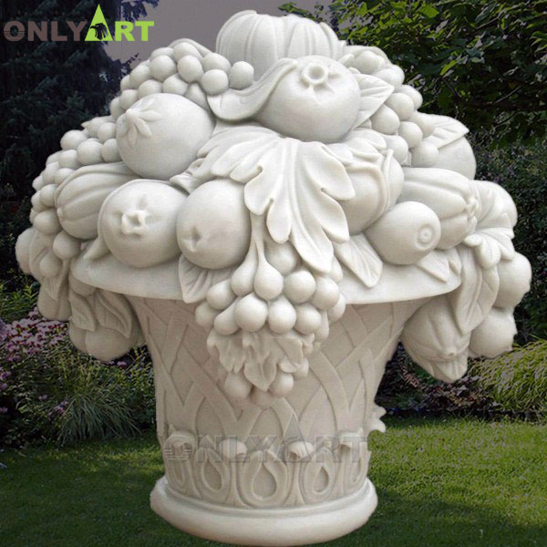 Western Style Unique Design White Marble Flowerpot With Fruits OLA-V102