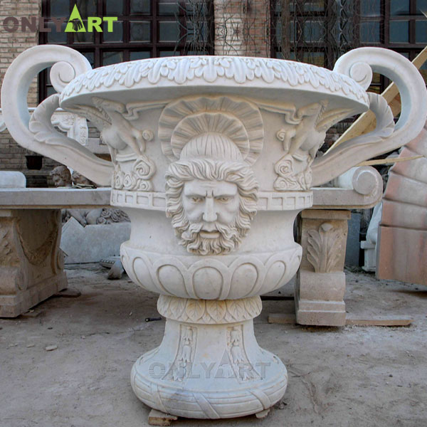 Western stone garden decoration white marble flowerpot OLA-V144