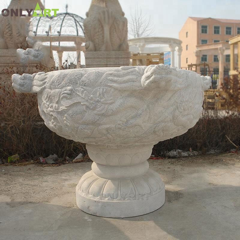 White marble customized large animal flower pot OLA-V167