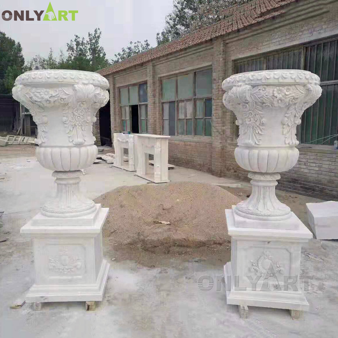 Wholesale customized home garden decoration marble sculpture flower pots OLA-V111