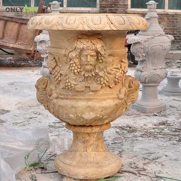 Yellow marble face planters pots OLA-V047