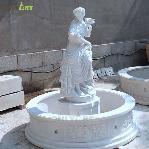 customized white marble water fountain lady statue OLA-F170