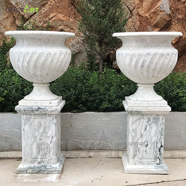 hand craved marble artificial flower pot vase for sale OLA-V022