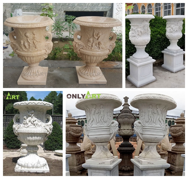 marble stone flower pots