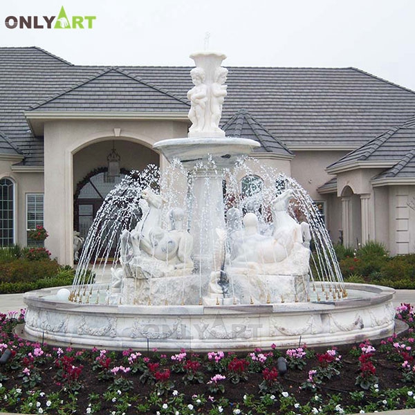 outdoor marble large horse animal statue fountain for garden OLA-F152
