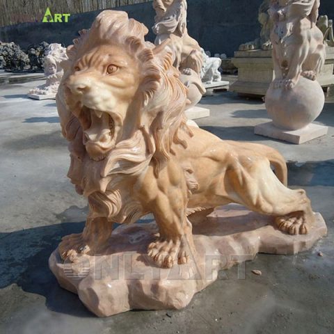 Antique life size marble lion figurines for sale OLA-A046