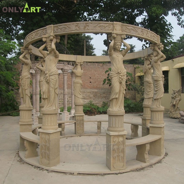 Best beautiful nature stone garden pavilion gazebo for sale OLA-G071