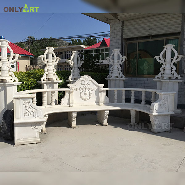 Cheap price high quality large white marble bench for sale OLA-B003