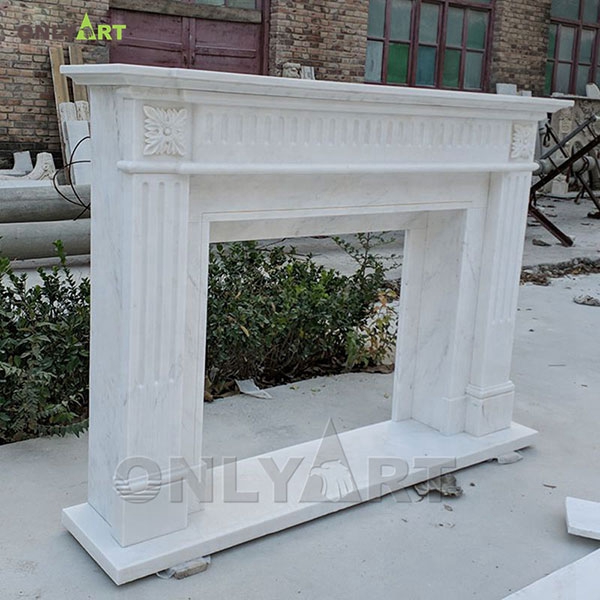 Cheap price marble freestanding fireplace mantel frame with surround OLA-M017