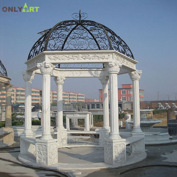 Cheap white marble outdoor garden gazebo pavilion for sale OLA-G089