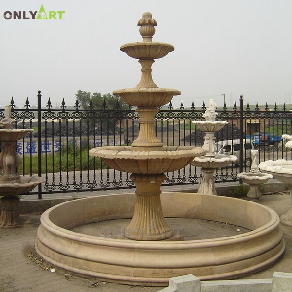 Classic design home backyard decoration hand carved 3 tiered cheap round water fountain for sale OLA-F272