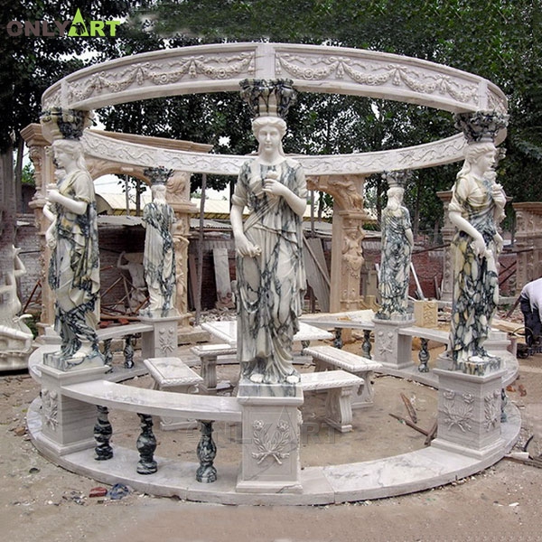 Custom made natural marble outdoor landscape pavilion gazebo for sale OLA-G080