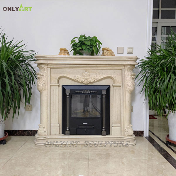 Custom marble gas fireplace mantel surround OLA-M052