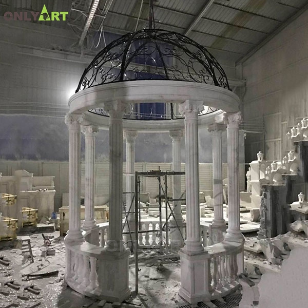 Custom or standard modern design high quality garden decor marble gazebo pavilion OLA-G060
