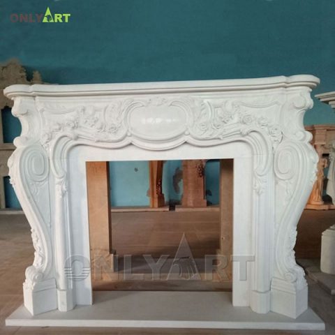 Customize cast stone marble fireplace mantel shelf for home decor OLA-M007