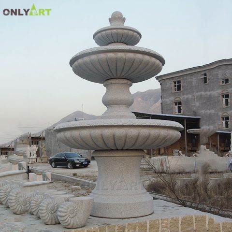 Customized round hand carved tiered water fountains for outdoor OLA-F241