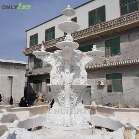 Decorative beautiful natural marble stone garden water fountain for sale OLA-F237