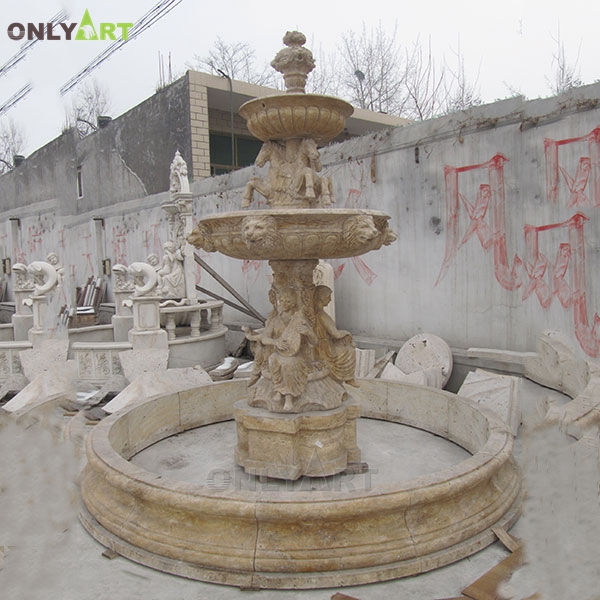 European style 2 tiered marble round water fountain sculptures for sale OLA-F255