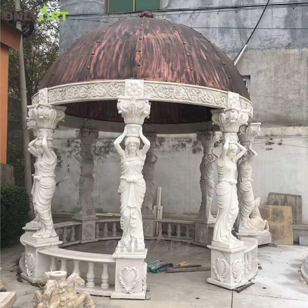 European style hand made stone pavilion gazebo with figures statue OLA-G070