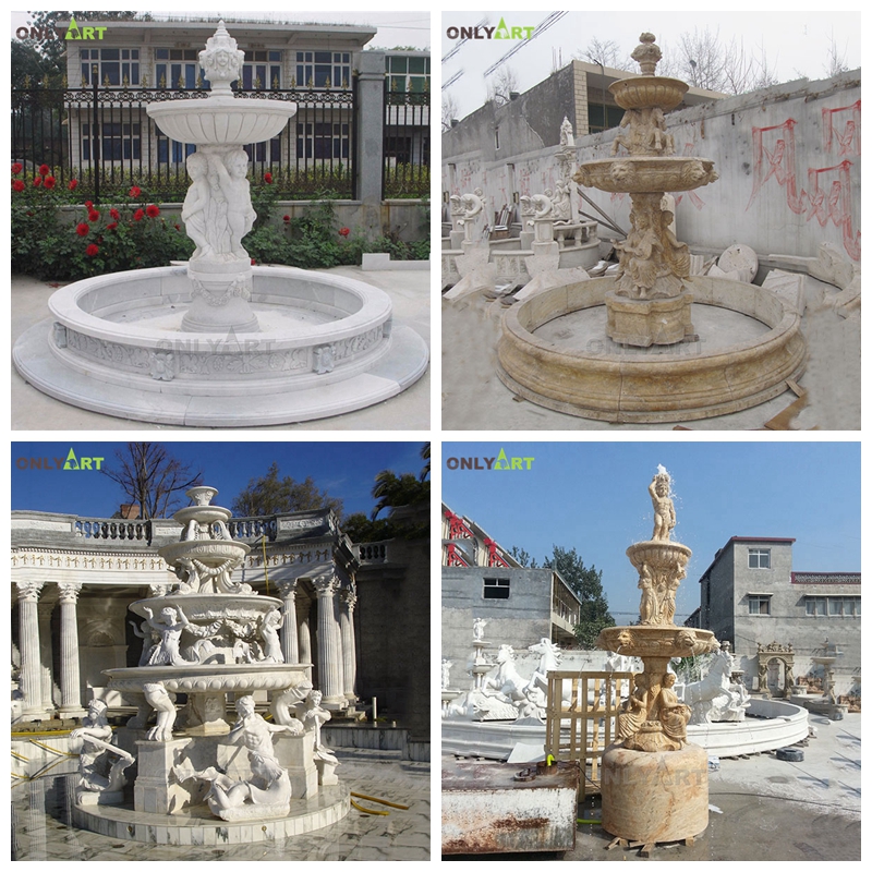 European-style marble figure fountain