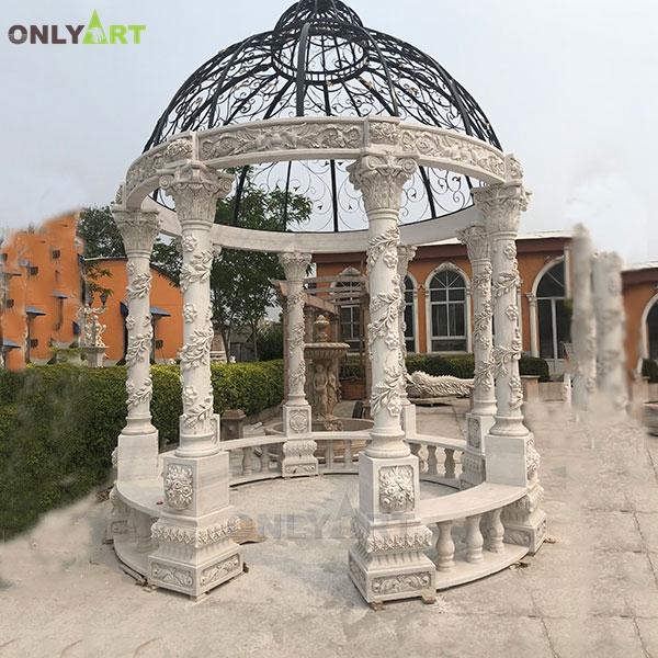 Europen design hand carved outdoor stone gazebo columns for sale OLA-G027
