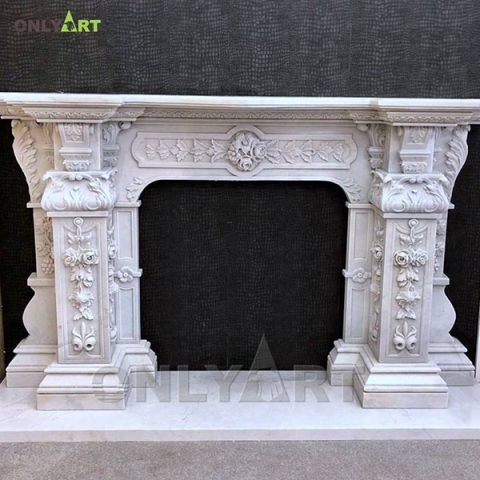 Exquisite marble column fireplace mantel for sale OLA-M038