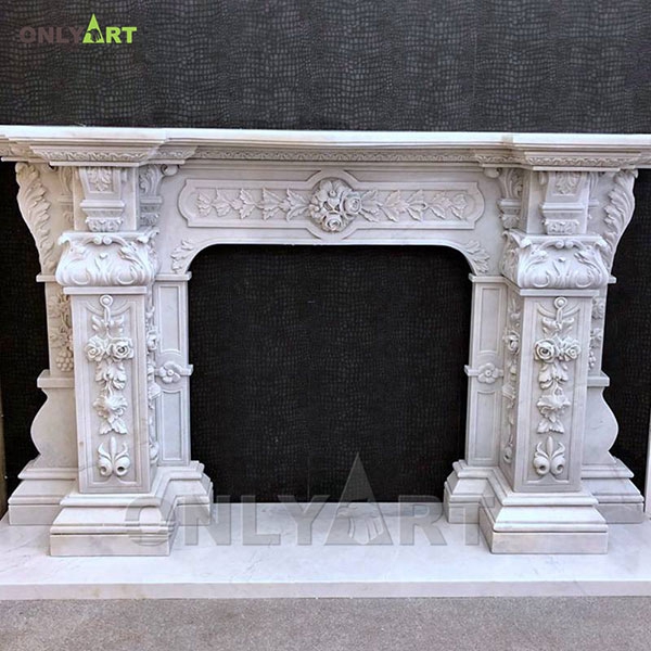 Exquisite marble column fireplace mantel for sale OLA-M038