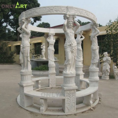 Factory custom garden decorative marble stone gazebo for sale OLA-G063