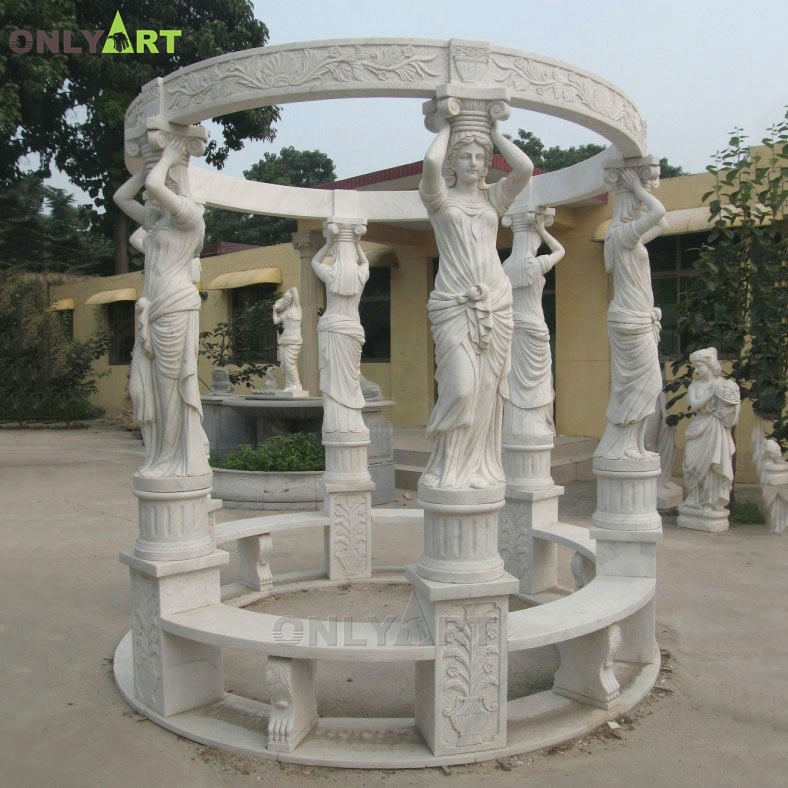 Factory custom garden decorative marble stone gazebo for sale OLA-G063