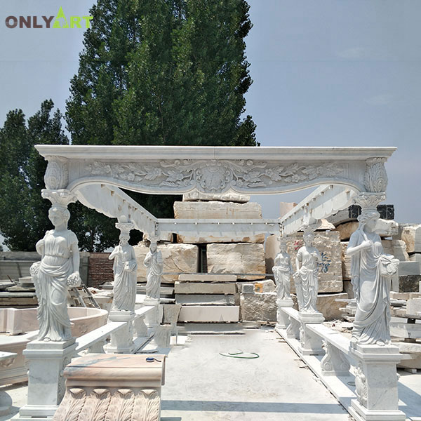 Factory customized outdoor marble stone pavilion gazebo for sale OLA-G076