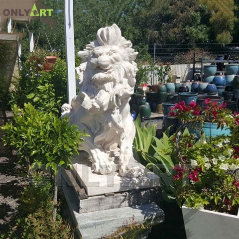 Factory hand made natural marble outdoor lion statue for sale OLA-A001
