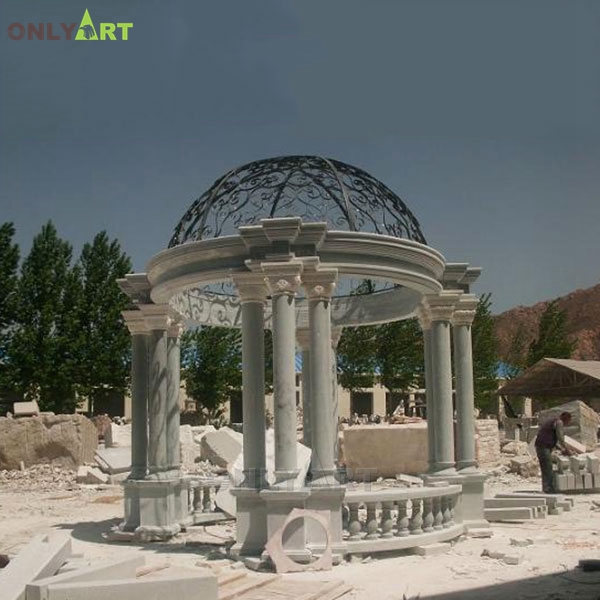 Factory hand made square decoration marble stone gazebo for sale OLA-G054