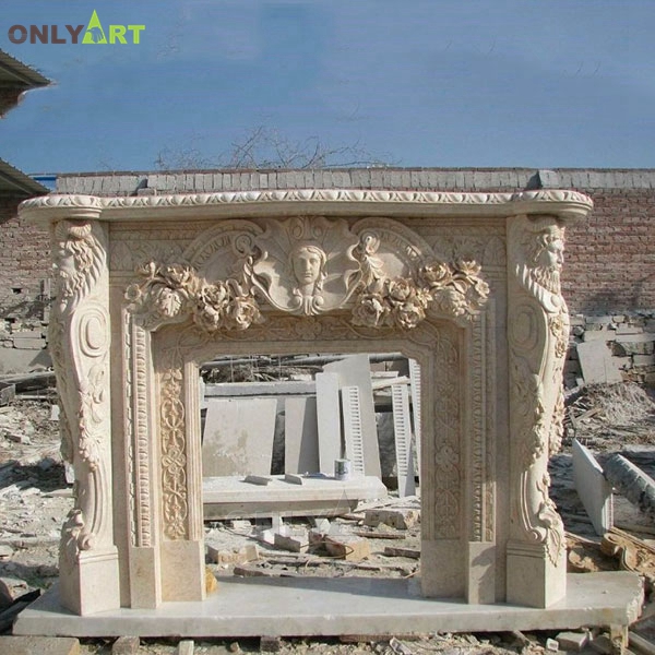 Factory wholesale hand carved antique fireplace mantels OLA-M035