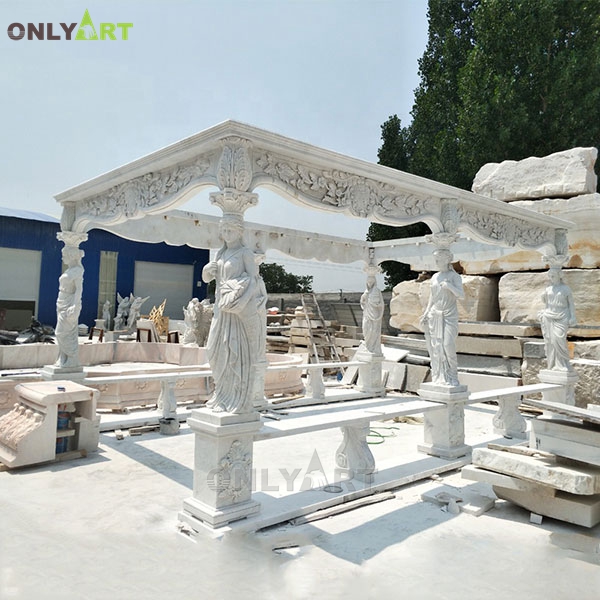 Garden Decorative Wedding Marble European Style Square Gazebo Pavilion for Sale OLA-G083